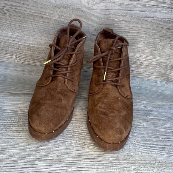 Steven Madden NC Bart chestnut brown leather wedge lace up ankle boots size 6.5 - Picture 7 of 16